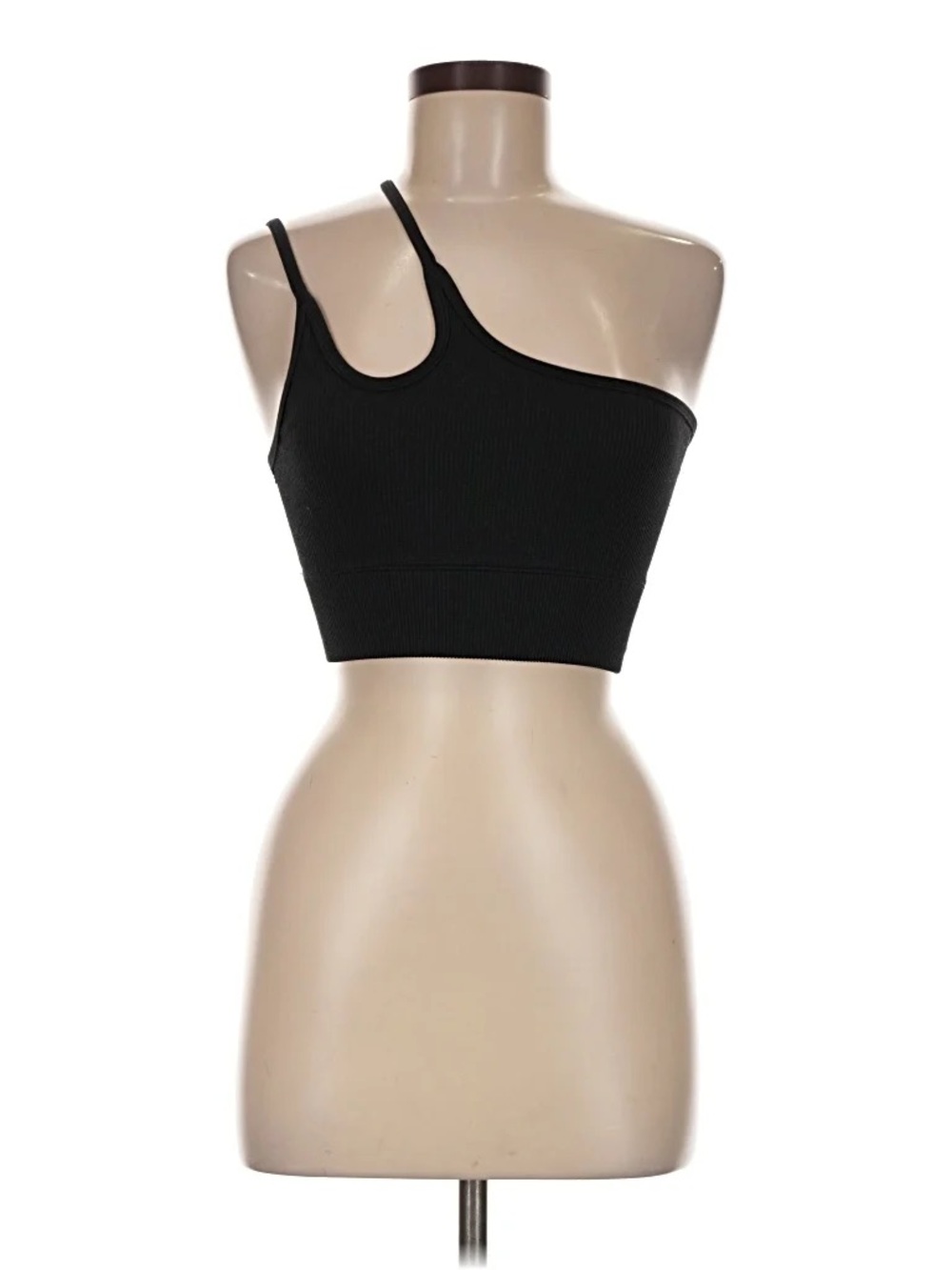 Asymmetric One-Shoulder Stretch Black Crop  Tank Top Gilly Hicks size L